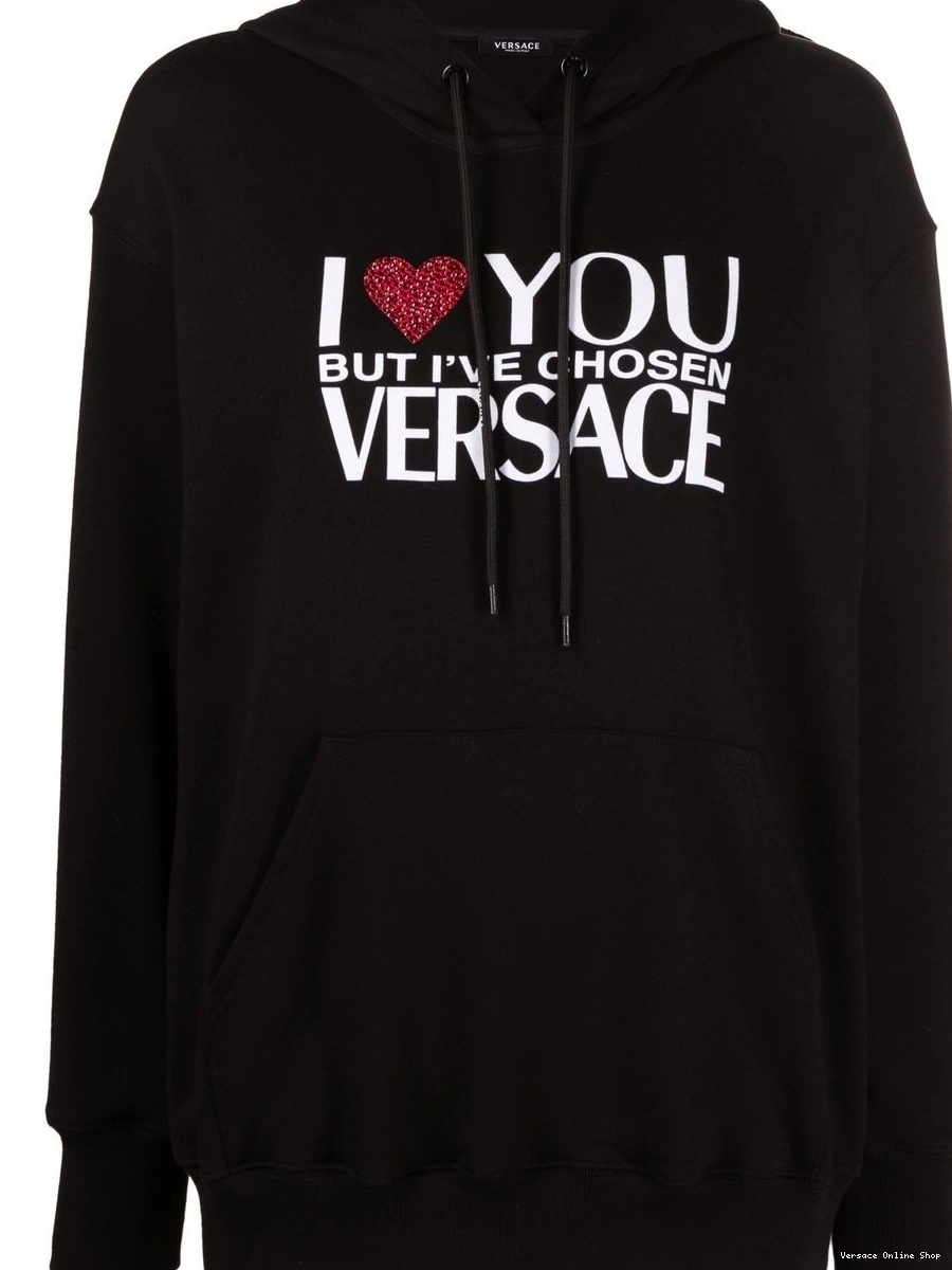 Cheap hoodie Women crystal-embellished slogan Versace 0323